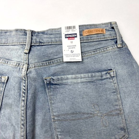 Levi's Denizen High Rise Denim Shorts Stretch Cotton Pockets Blue Women 12 NWT - Picture 8 of 11